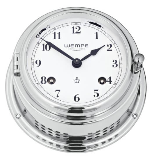 Bremen II Mechanical Ship's clock - Chrome plated Brass