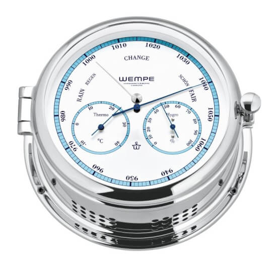 Admiral III Baro/ Thermo/ Hygrometer - Polished SS - Blue/White Dial