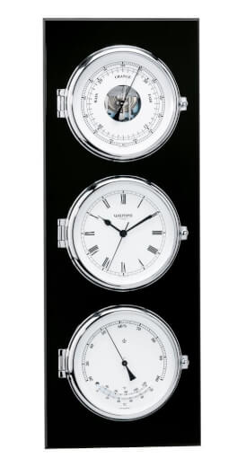 Elegance Klok/Baro-/Thermo-/Hygrometer- Zwart / Chroom