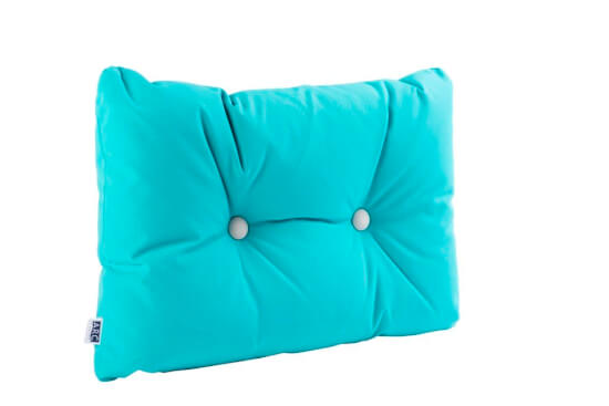 Cushion with buttons - Turquoise with white