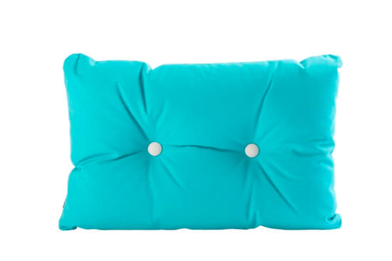 Cushion with buttons - Turquoise with white