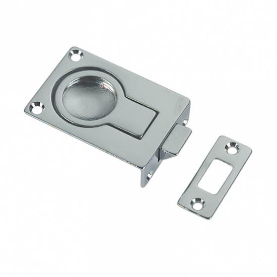 Luikring inbouw met slot - Chroom