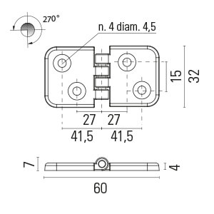Scharnier 60x32mm - Messing