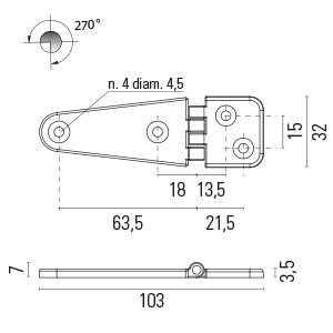 Scharnier 103x32mm - Messing