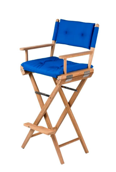 Hoge regisseursstoel kobalt blauw deluxe