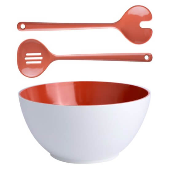 Summer Salad Bowl 1 set (3 pcs.) Coral
