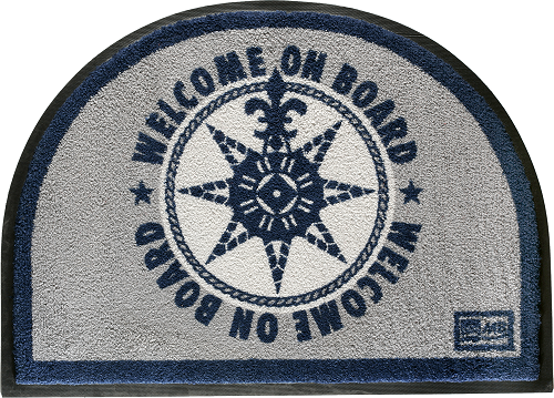 Welcome Türmatte On Board Round  Blue