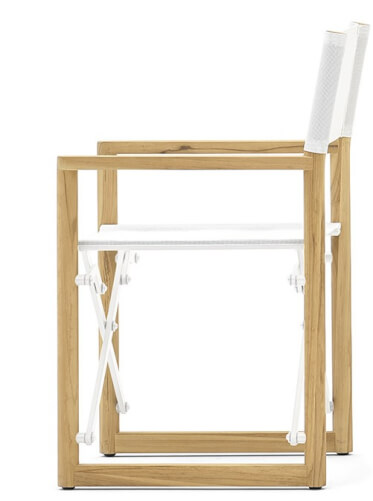 Regiestuhl Victor Teak mit Weiss Batyline