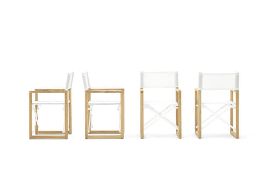 Regiestuhl Victor Teak mit Weiss Batyline