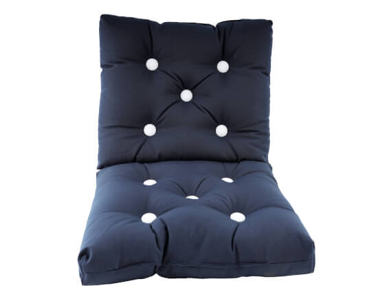 Zitkussen Navy met Witte Knopen - Dubbel