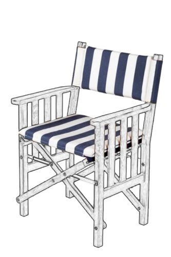 Deluxe kussens voor regisseursstoel II navy/wit