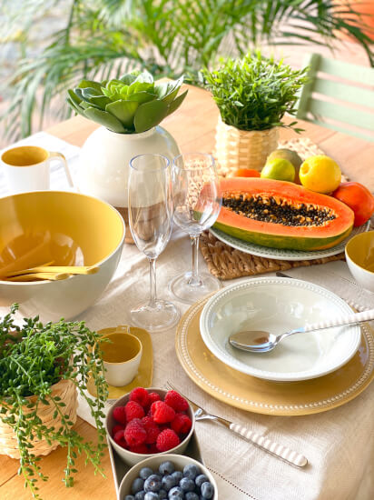 Summer Salatschüssel + Besteck Mustard
