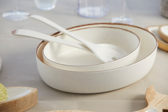 Maldivas Saladeschalen + Bestek  Ivory