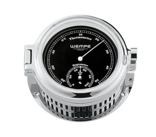 Wempe Regatta II Thermo/Hygrometer  - Gepolijst RVS