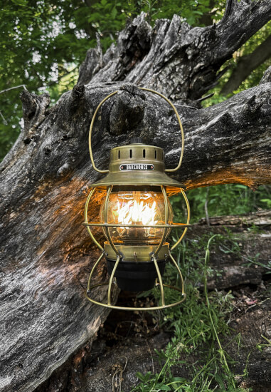 Railroad Lantern Brass- Smokey Glas