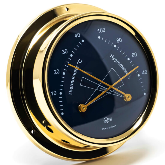 Barigo Regatta Blue Thermo-/Hygrometer - Brass