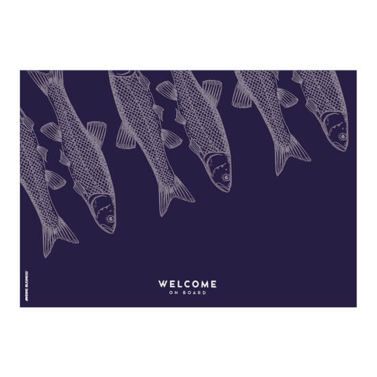 Welcome Vinyl Mat - Fish Blue