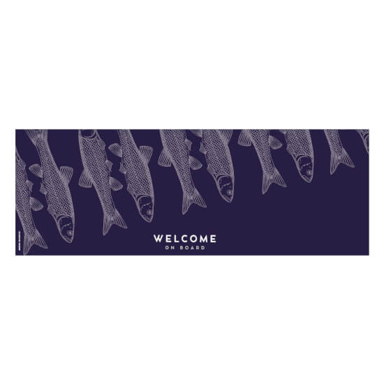 Welcome Vinyl Mat - Fish Blue - 140x50 cm