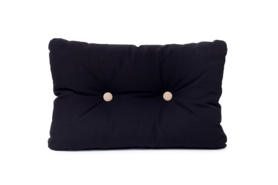 Kussen met knopen - Zwart met beige