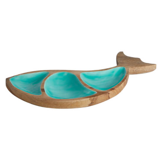 Marine Business Cocoa serveerplateau in de vorm van een walvis met Azur Blauwe afwerking