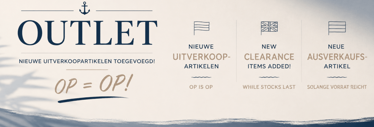 Banner met in drie verschillende talen aangegeven dat er uitverkoop is